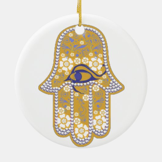 Hand van Fatima hamsa Keramisch Ornament (Achterkant)