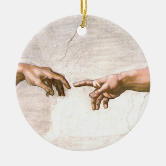Hand van God door Michelangelo Keramisch Ornament (Voorkant)