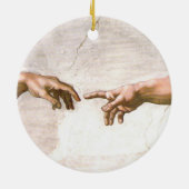 Hand van God door Michelangelo Keramisch Ornament (Achterkant)