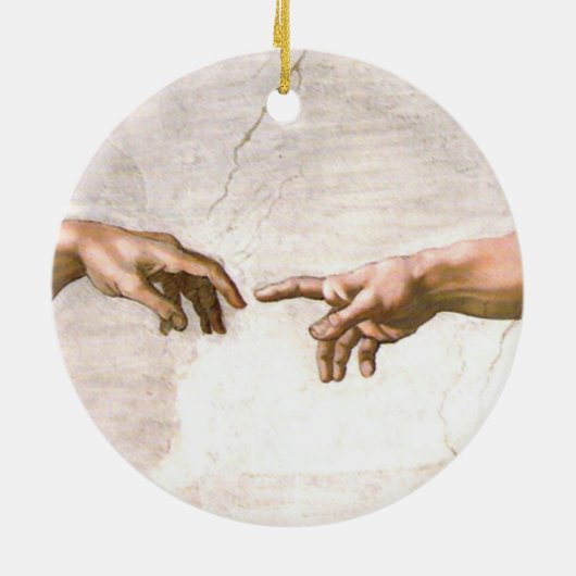 Hand van God door Michelangelo Keramisch Ornament (Achterkant)