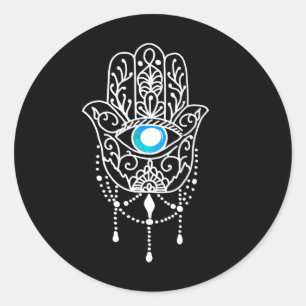 Hand van Hamsa Boze Oog Namaste Yoga Meditatie Min Ronde Sticker