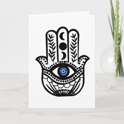 Hand van Hamsa Fatima Evil Eye Kaart (Voorkant)