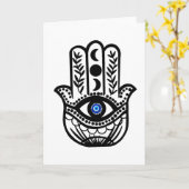 Hand van Hamsa Fatima Evil Eye Kaart (Gele Bloem)