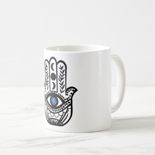 Hand van Hamsa Fatima Evil Eye Koffiemok (Voorkant rechts)