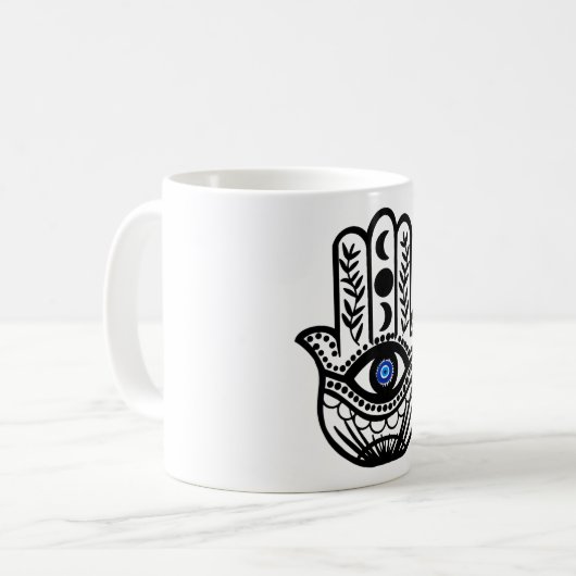 Hand van Hamsa Fatima Evil Eye Koffiemok (Voorkant links)