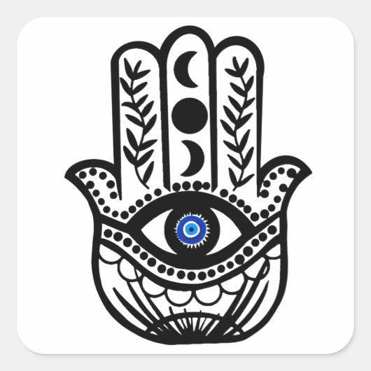 Hand van Hamsa Fatima Evil Eye Vierkante Sticker (Voorkant)