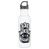 Hand van Hamsa Fatima Evil Eye Waterfles (Voorkant)