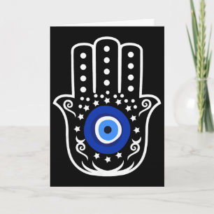 Hand van Hamsa Fatima Turkse Tijgeroog Bescherming Kaart