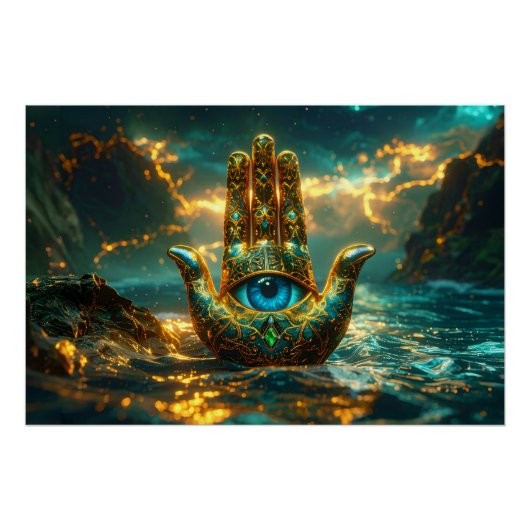 HAND VAN HAMSA – HAND VAN FATIMA – ZEN BOEDDHISME PERFECT POSTER (Voorkant)