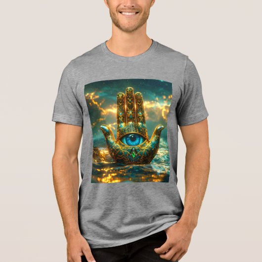 HAND VAN HAMSA – HAND VAN FATIMA – ZEN-BOEDDHISME Tri-Blend SHIRT (Voorkant)