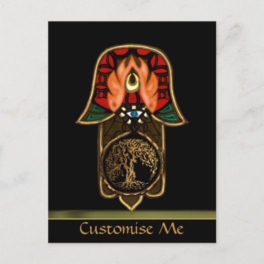 Hand van Hamsa: Levensboom Briefkaart (Voorkant)