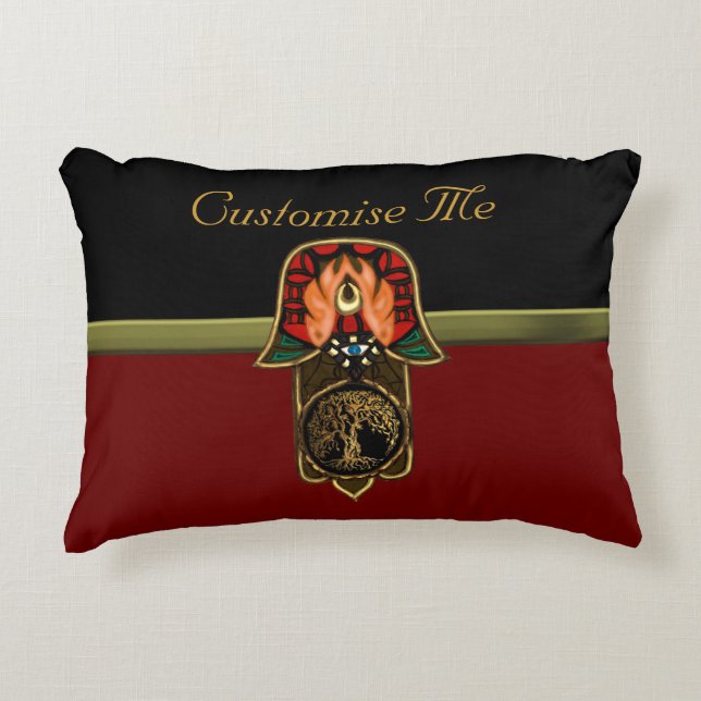 Hand van Hamsa: Levensboom Decoratief Kussen (Voorkant)