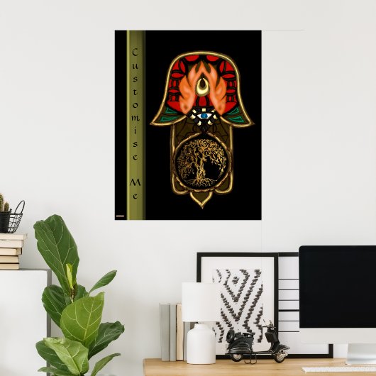 Hand van Hamsa: Levensboom Poster (Thuiskantoor)