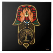 Hand van Hamsa: Levensboom Tegeltje (Voorkant)