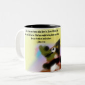 hand van Jezus Tweekleurige Koffiemok (Voorkant links)