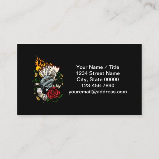 Hand van Kaarten goochelaar Visitekaartje (Achterkant)