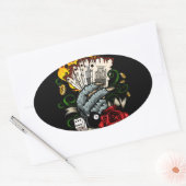 Hand van Kaarten Ovale Sticker (Envelop)