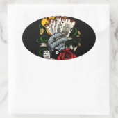 Hand van Kaarten Ovale Sticker (Tas)