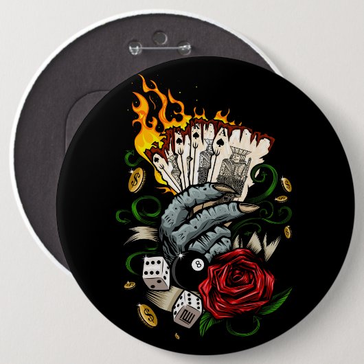Hand van Kaarten Ronde Button 6,0 Cm (Voorkant /achterkant)