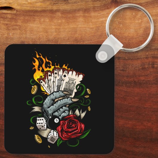 Hand van Kaarten Sleutelhanger (Achterkant)
