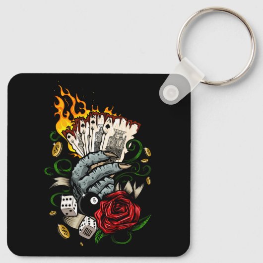 Hand van Kaarten Sleutelhanger (Achterkant)