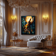 Hand van licht Glas in lood surrealistisch kunstwe