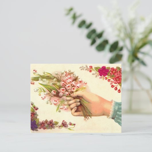  Hand van Liefde Het aanbieden van Lelies van de V Briefkaart (Staand voorkant)