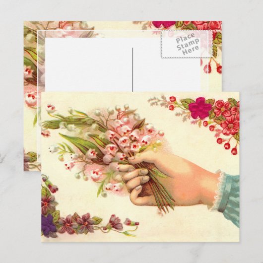  Hand van Liefde Het aanbieden van Lelies van de V Briefkaart (Voorkant / Achterkant)