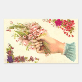  Hand van Liefde Het aanbieden van Lelies van de V Rechthoekige Sticker