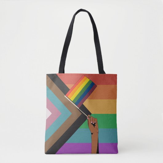 Hand vasthoudend Pride vlag Tote Bag (Voorkant)