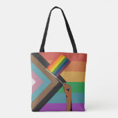 Hand vasthoudend Pride vlag Tote Bag (Achterkant)