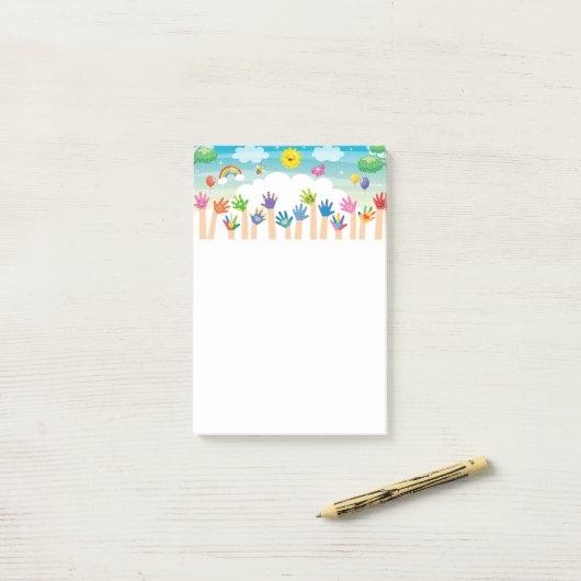 Hand Vol Fun Post-it® Notes (Op bureau)