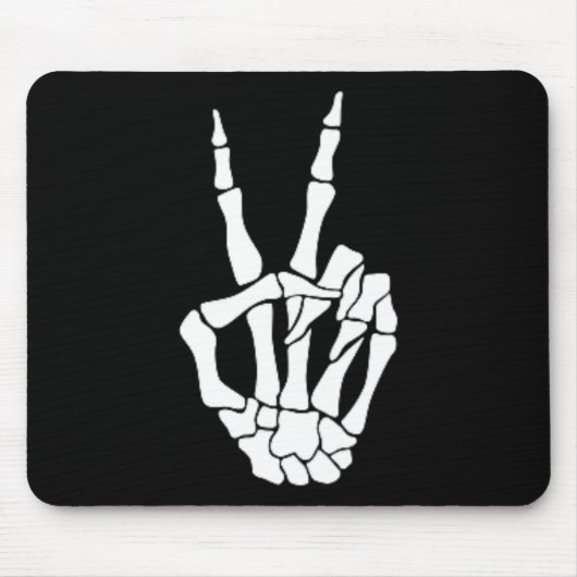 Hand Vrede Teken Bone Halloween Pocket Skeleton Muismat (Voorkant)
