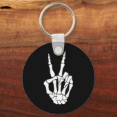 Hand Vrede Teken Bone Halloween Pocket Skeleton Sleutelhanger (Voorkant)