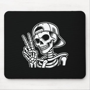 Hand Vrede Teken Retro Halloween Skelet Hand Teken Muismat