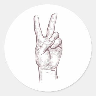 Hand Vredesteken Overwinning Vrouwen Vrede Ronde Sticker