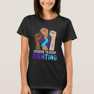 Hand Vuist Kiezen om Door Te Vechten Zelfmoordprev T-shirt