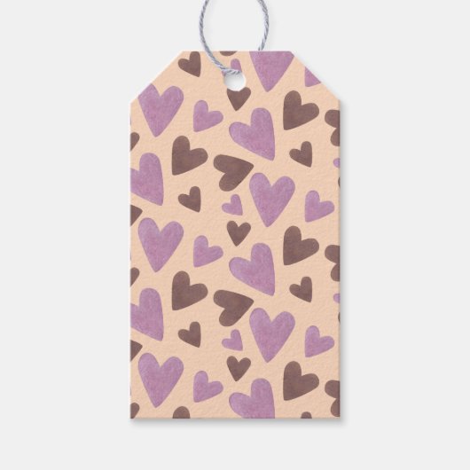 Hand watercolor harten chocolade roze cadeaulabel (Voorkant)