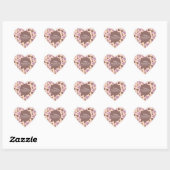 Hand watercolor harten chocolade roze     hart sticker (Vel)
