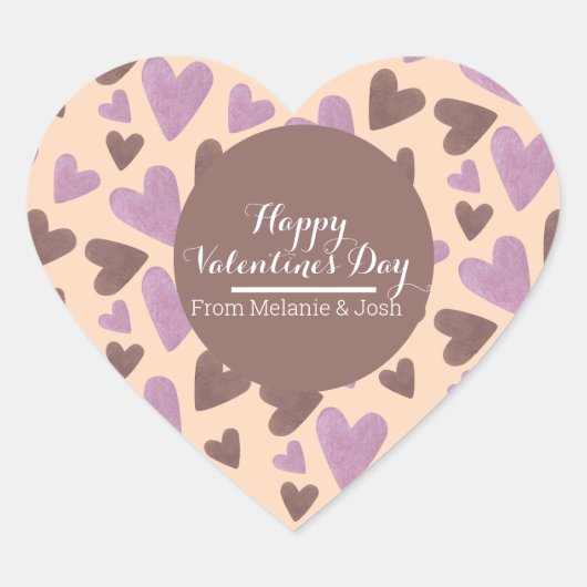Hand watercolor harten chocolade roze     hart sticker (Voorkant)