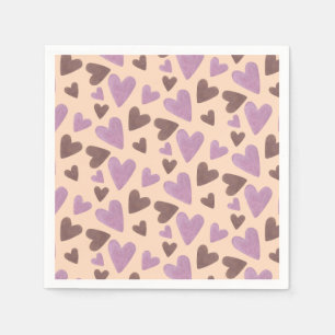 Hand watercolor harten chocolade roze     servet