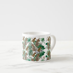 Hand watercolor jaguar en safari groen espresso kop