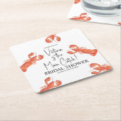 Hand Watercolor Lobsters Main Catch Bridal Shower Kartonnen Onderzetters (Schuin)