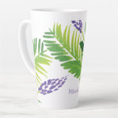 Hand waterverf bloemen paars latte mok (Linkerhoek)