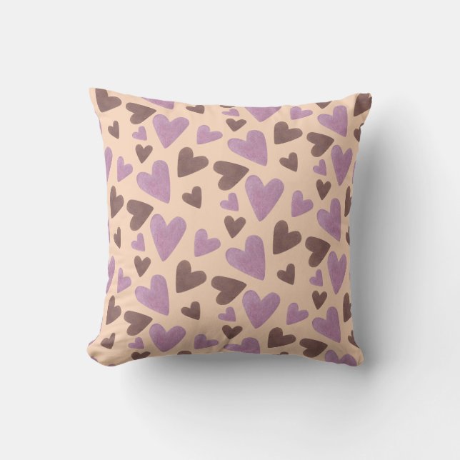 Hand waterverf harten chocolade roze kussen (Voorkant)