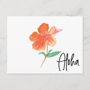 Hand waterverf Hawaii Hibiscus bloemstuk Bewegend Briefkaart