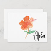 Hand Waterverf Hawaii Hibiscus Floral Moving Briefkaart (Voorkant / Achterkant)
