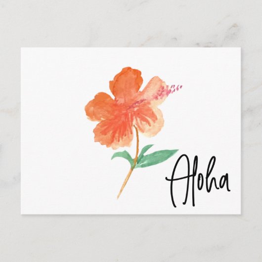 Hand Waterverf Hawaii Hibiscus Floral Moving Briefkaart (Voorkant)