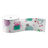 Hand Waterverf kerstsierbomen Treat White Grosgrain Lint (Spoel)