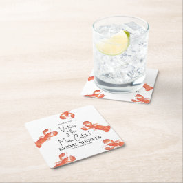 Hand waterverf kreeften hoofd vangst bruidsdouche kartonnen onderzetters